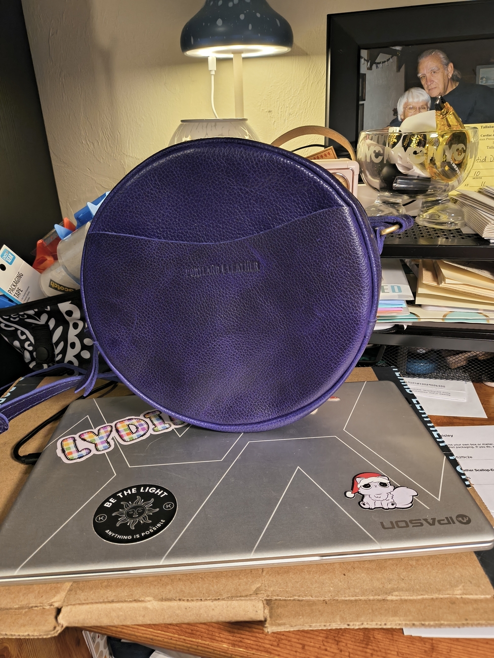 Portland Leather Cobalt Circle Crossbody Bag. This Is The Larger Bag. 9in.